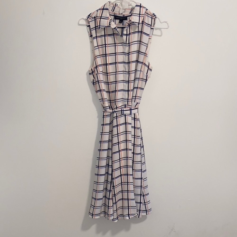Banana Republic Sleeveless Checkered Midi Dress